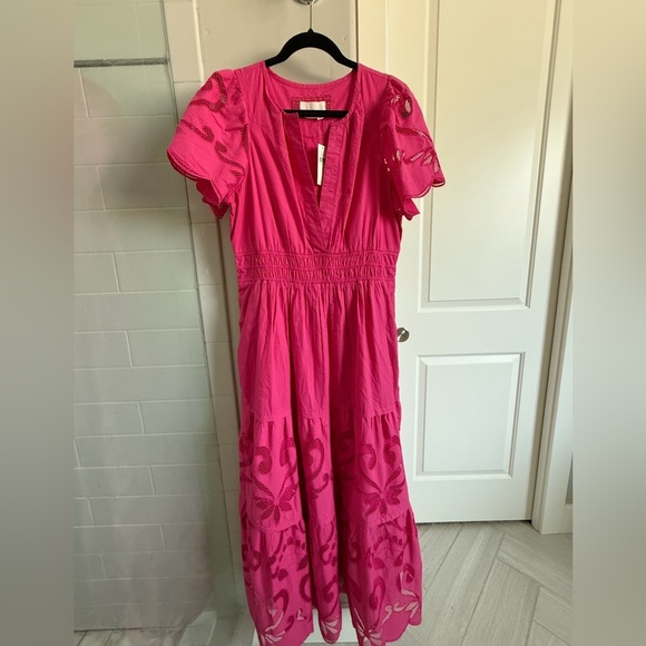 Anthropologie Somerset Maxi cutwork pink Dress - Picture 3 of 4